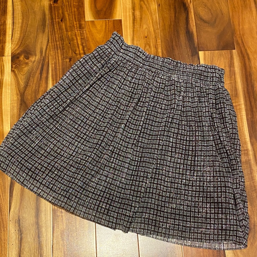 Zara Black and Gray Checkered Skater Skirt